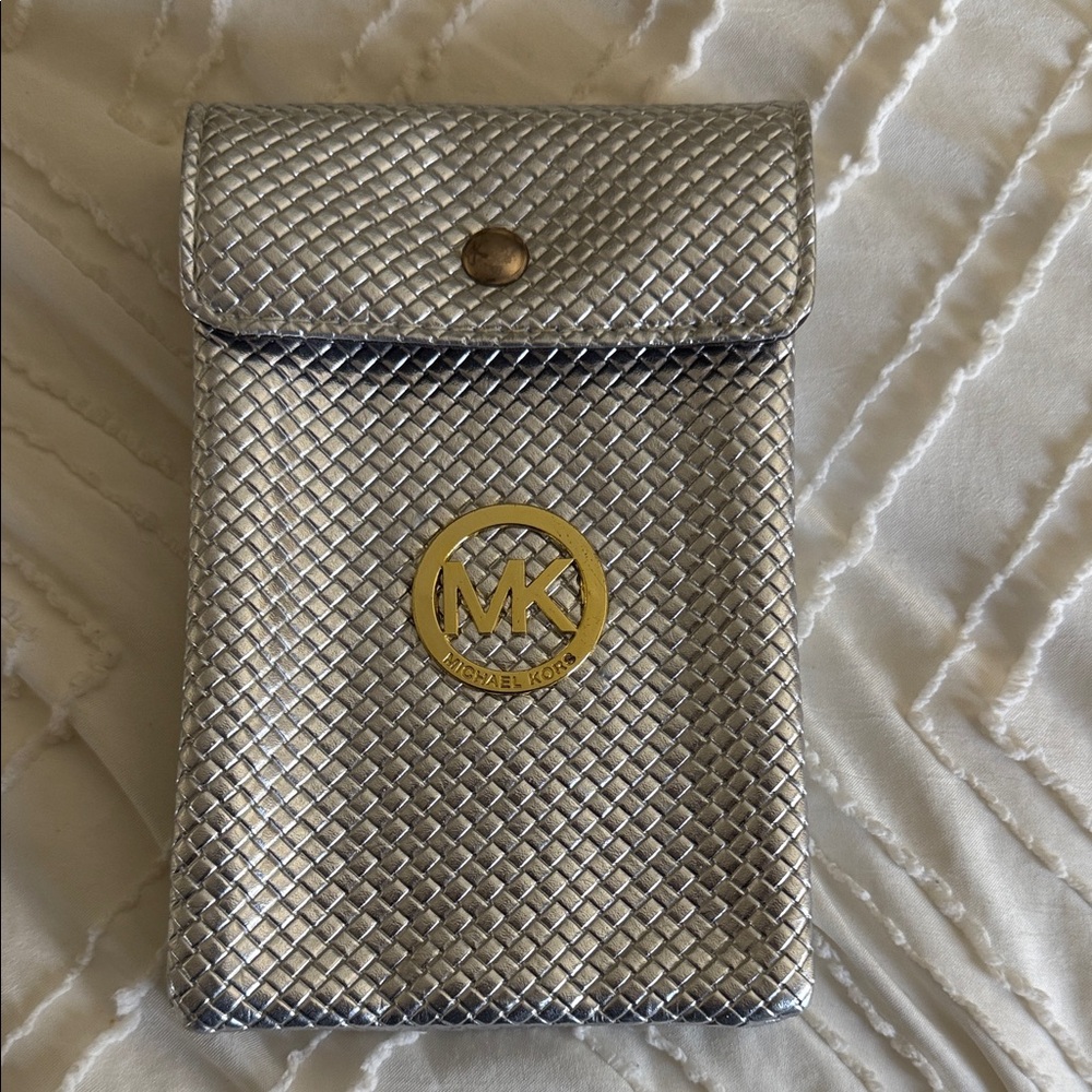 Michael Kors Silver Woven Pouch